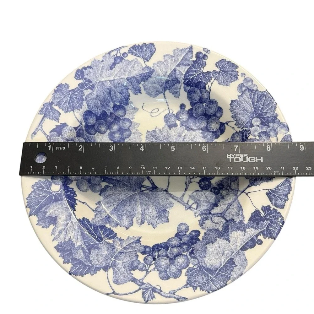 Vintage Set of 4 Furio Grape Leaf Blue Stoneware Salad Plates Made in Italy 8.5